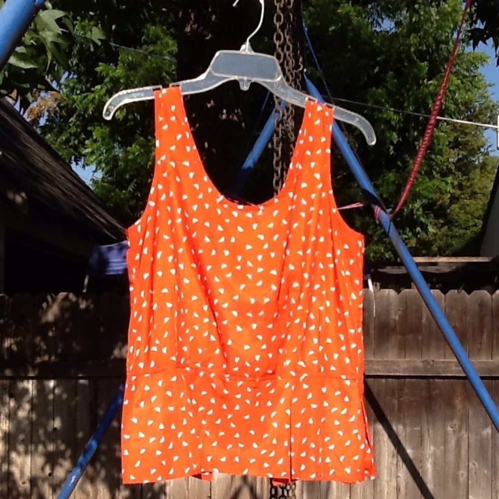 Modcloth Orange Sleeveless Blouse